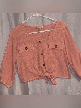 Belle Du Jour Button Tie Front Shirt